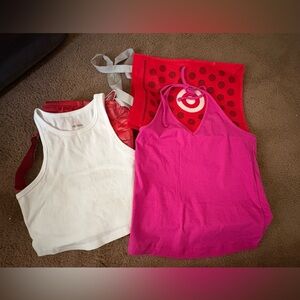 Pink and White Tank Tops